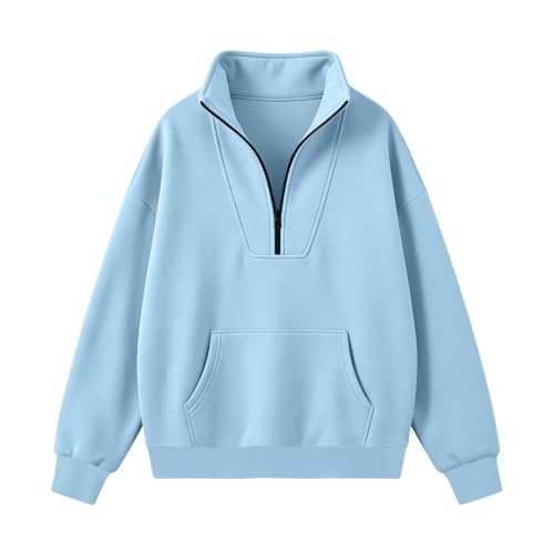 FOCLMP Quarter Zip Pullover Women Fleece Fall Oversized Mockneck Sweatshirt - image 5