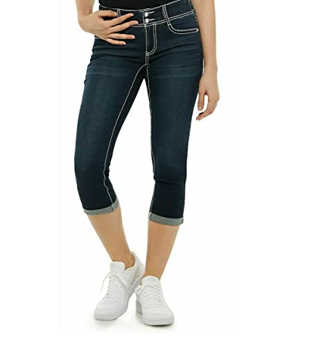 APT.9 / Diamante Juniors Women's Capri Denim Jeans Skinny Ripped Distressed Stretch Pants2
