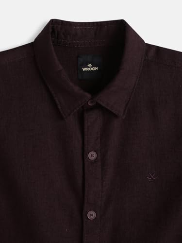 Image of WROGN Men's Cotton Linen Blend Casual Shirt | Solid Minimal Design | Slim Fit