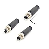 3 Pcs M8 Connector 4 Pin Male Straight Plastic Shell Aviation Plug Screw-Joint for Cable Unshielded, Field Assembly Wireable Connector IP67 Industrial Sensor Plug Adapter