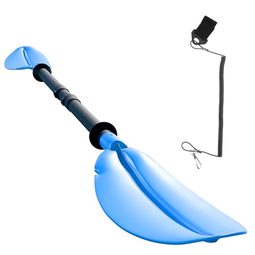 Nenkim Adjustable Kayak Paddle Lightweight Floating Oar Durable Floating Kayaking Oars Safety Rope with Stainless Steel Lock Buckle for Outdoor Kayaking Canoeing Fishing Boating.