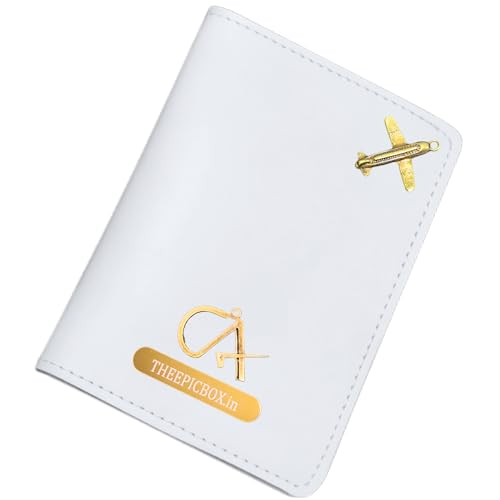 Image of Personalized Passport Cover in Leather Holder, for Travel Organizer Gift for Men and Women, Passport Holder, Elastic Passport Cover (White)