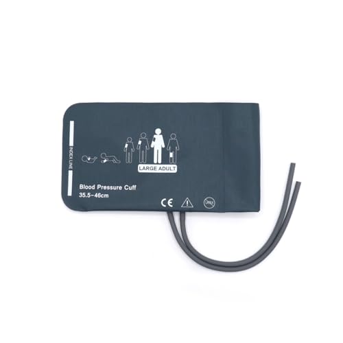 Brazalete para presión arterial sin vejiga con tubos dobles para adultos grandes de 35,5 a 46 cm, repuesto reutilizable NIBP para brazo grande, sin conector BP, sin vejiga