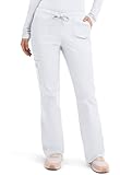 Cherokee Women's Workwear Scrubs Mid-Rise Core Stretch Drawstring Cargo Pant, White, X-Large