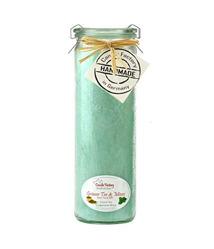 Candle Factory Big-Jumbo Kerze Glas mit Duft in tollen Farben Mit Duft Big-Jumbo Grüner Tee & Minze