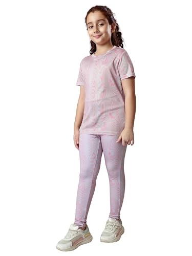 Image of Girl's Activewear Workout Set 2 Piece Athletic Sets Dry Fit Printed Tees And Leggings Yoga Running Dance 4-14Y