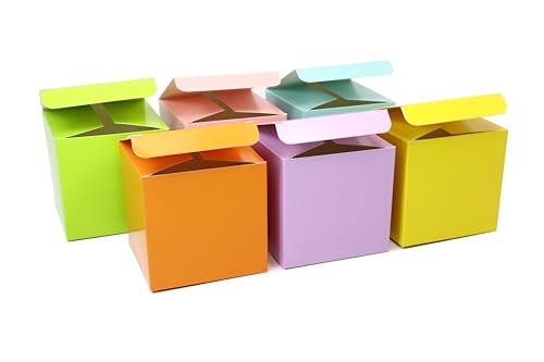 Oletx 24 Pcs Colorful Paper Gift Boxes Small Candy Boxes Bulk 3x3x3 inch Gift Box with Lids Goodie Treat Boxes for Party Favors Birthday Gifts Wedding Gifts