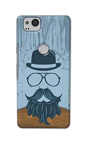 Image of PRINTFIDAA Mustache Beard and Hairstyle Hipster in Glasses Printed Designer Hard Case for Google Pixel 2 Back Cover -(e) RPM1002