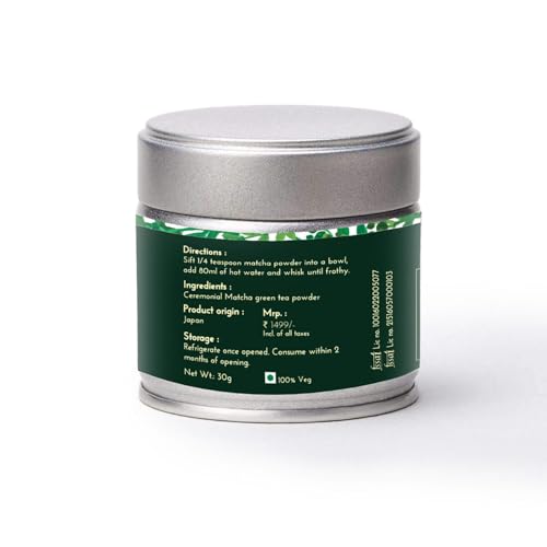 Heapwell Superfoods Japanese Ceremonial Matcha Green Tea Powder, AA Grade, 30 Grams