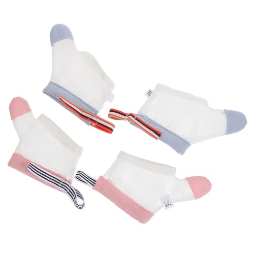 FAVOMOTO 2Pairs Thumb Protector Gloves Thumb Guard for Boy Girl Breathable Prevents Hand Biting Scratching for Boys Random Stripes