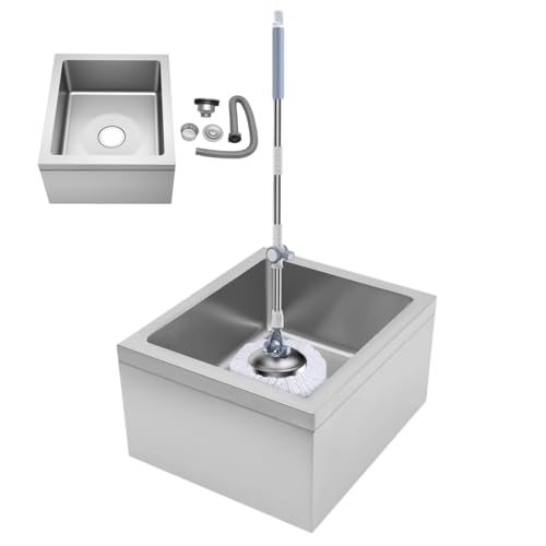 ZBXGJKSY Commercial Floor Mount Mop Sink Utility Floor Mount Mop Basin Stainless Steel Mini Sink Mop To Wash Vegetables Fruits for Homes Hotels Bars 22 x 19 x 12 Inch