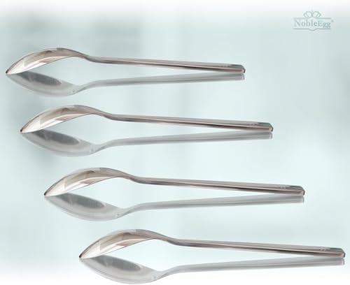 Image of NobleEgg Egg Spoons for Soft Boiled Eggs, Coffee, Desserts | 18 /8 Stainless Steel | 5.5 inches | Set of 6