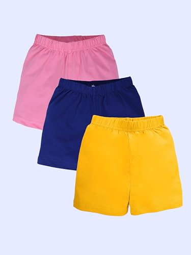 Image of KiddoPanti Girls Cycling Shorts Pack of 3 | Soft & Stretchy Cotton Spandex | Comfortable Fit with Elastic Waistband | Solid Colors Half Tights for Girls Inners