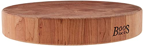 John Boos Block CHY-CCB15-R Classic Collection Cherry Wood End Grain Round Chopping Block, 15 Inches Round x 2.5 Inches