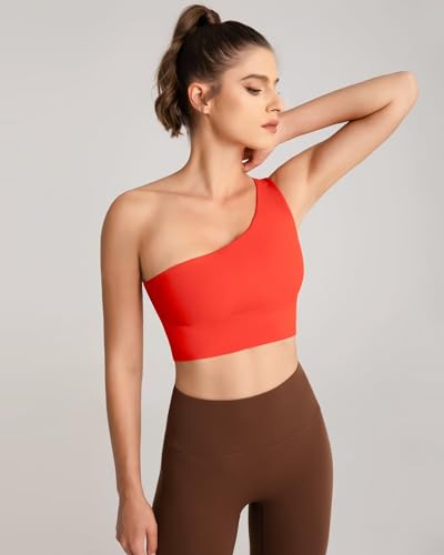 Image of Queenie Ke Womens One Shoulder Sports Bra Left Side Strap Yoga Bras Gym Training Workout Crop Tops