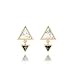 White and Black Simulated Howlite Double Triangle Minimal Dangle Stud Earrings