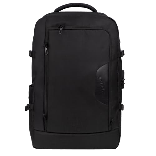 F Gear Vetra Black 40L Cabin Size Laptop Backpack with 3-Digit Lock, Fits 17 Inch Laptop, Two Spacious Compartments|2 front pockets|Adjustable Chest Strap, Bottle Holder|Lightweight, Durable & Premium