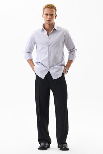 Image of SNITCH Men Formal Shirt | Slim Fit Full Sleeve Classic Collar Solid Pattern | Premium Cotton Blend & Breathable Fabric for Office