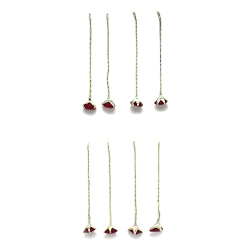 Rhodium-Plated Silver Toned American Diamond Needle Drop Earrings