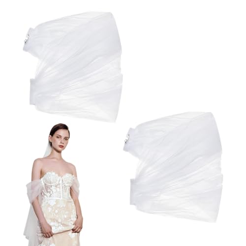 NBEADS 2 Pcs Detachable Sleeves for Wedding, Tulle Sleeve Nylon Bridal Tulle Shawl Removable Sleeves
