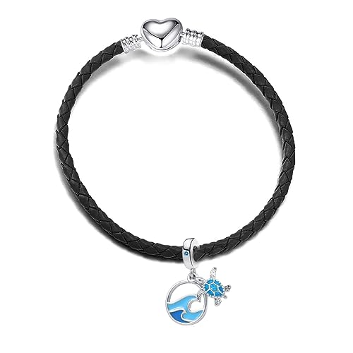 Tortoise Sea Turtle Charm Compatible with Pandora Bracelet Beach Blue Ocean Waves Dangle Animals Beads Women Sister Summer Holiday Travel4