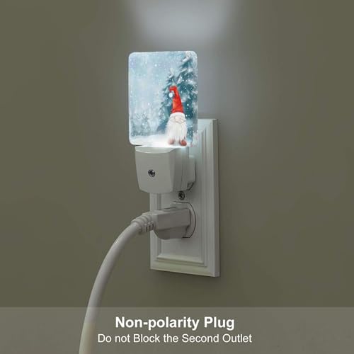 Image of Snow Gnome Trees Christmas LED Plug-in Night Lamp 2 Piece Set, Auto Sensor Nightlights Set of 2 for Bedroom Bathroom