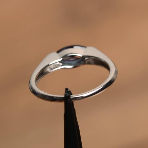 LUO Simple 925 Sterling Silver Marquise Cut Alexandrite Ring Size 3, 5x10MM East West Engagement Ring for Women - Image 4