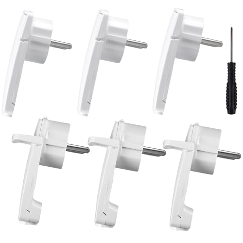 WIYETY Lot de 6 fiches coudées plates avec contact de protection 250 V 16 A, fiche Schuko plate coudée pour câble jusqu'à 3 x 1,5 mm²