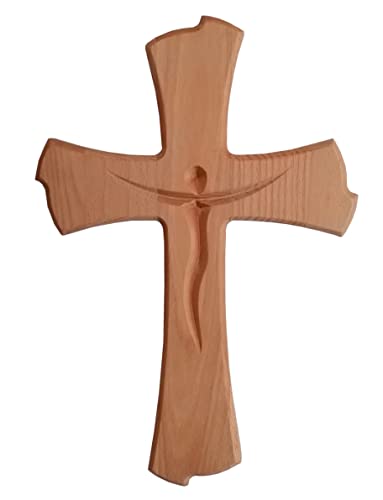 Idea de regalo Kaltner Präsente, haya auténtica, crucifijo para la pared de 35 cm moderno