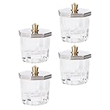 IDEANATEGRATE 4個 ネイルアート用八角形ガラスカップ 蓋付きアクリルパウダー液体用ボウル マニキュアリキッド保持と混合用容器