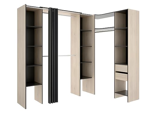 Vente-unique - Armario Abierto Dorian - L 234cm x A 141cm x H 205cm - melamina - Gris Antracita