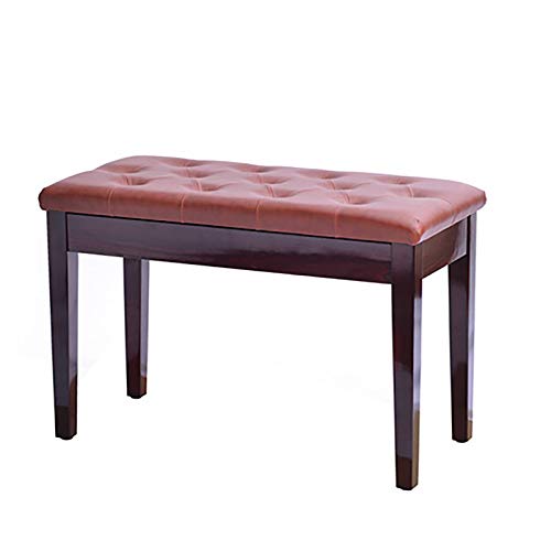 Banc de piano en cuir brun avec rangement et double pied droit