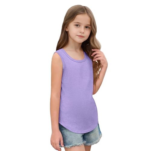 wodceeke Girls Tank Tops Summer Sleeveless Tunic Shirts Solid Color Casual Loose Cotton Sports Vest2