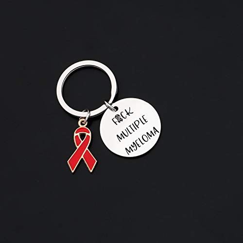 CENWA Multiple Myeloma Awareness Red Ribbon Gift Fuck Multiple Myeloma Keychain Cancer Warrior Support Gift4