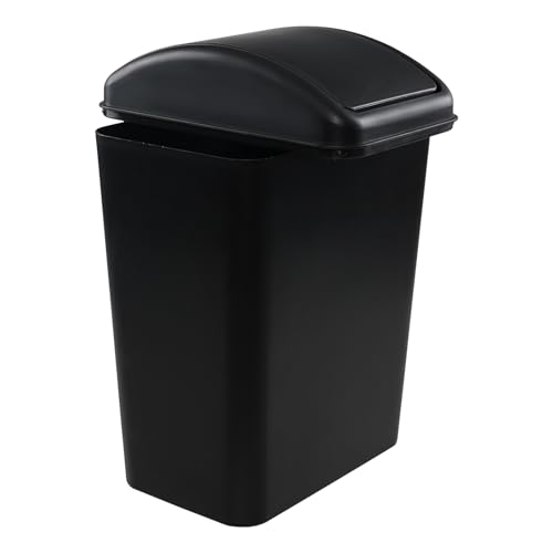 Caneca de basura rectangular negra con tapa abatible miniatura 7