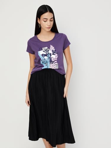 Image of Max Women's Cotton Regular Fit Graphic Printed T-Shirt - Pack of 2