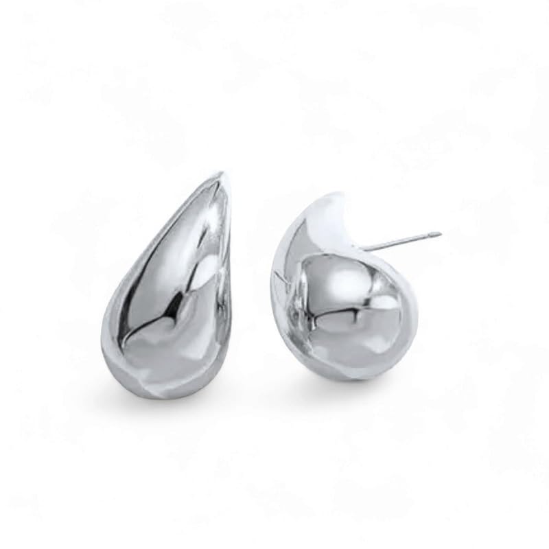Vivastri's Silver Plated Water Droplet Earrings For Women & Girls-VIVA2543ERG-SILVER-image-13