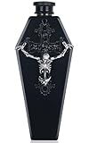 3.5oz Coffin Shaped Flask - Gift for Goth Lover - Skull on Cross Gothic Design - Stainless Steel Hip Flask