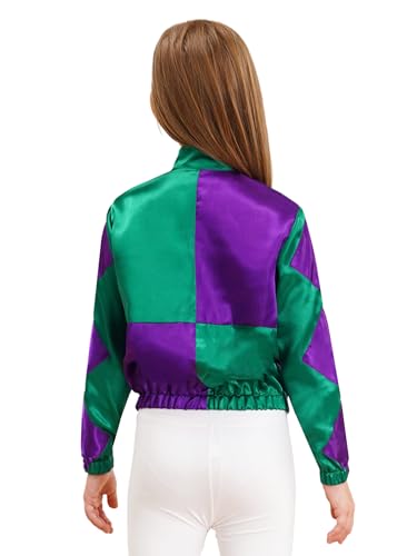 Girls Horse Riding Trainer Jacket Long Sleeve Color Contrast Zipper Coat Halloween Carnival Dress Up2