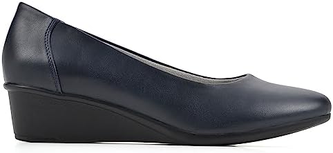 CLIFFS BY WHITE MOUNTAIN Women's Shoes Boldness Wedge Heel, Navy/Smooth, 9 M | Image 2