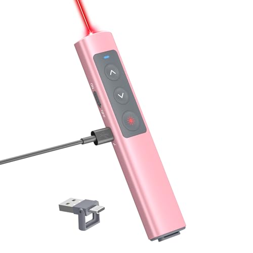 Pink Presentation Clicker for PowerPoint Presentations, Wireless Presenter PowerPoint Clicker with...