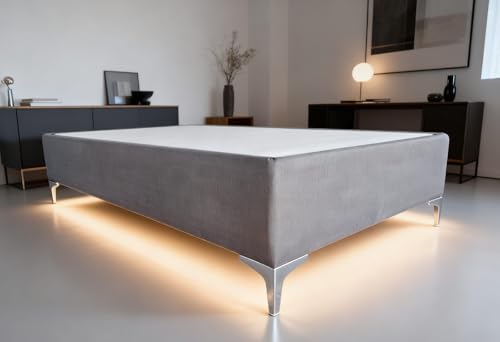 Recopilación de Box Individual para comprar hoy. 44 Genérico Base de Cama para Colchon Individual de Terciopelo Gris - 100% Madera de Pino Reforzada, Patas Resistentes, Alfombra Protectora Integrada, Diseño Elegante para...
