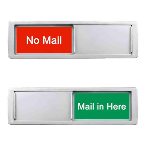 Image of Mail In Here Sign,No Mail Slider Sign for Home Office Restroom Conference Hotels Hospital, Slider Door Indicator Tells Whether Mail is Here Or No Mail, 7'' x 2'' - Silver