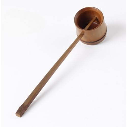 AKILER長柄花柄杓 ティーポット 抹茶茶碗 水汲みひしゃく お茶 ティートレイ タブー 式 茶道具 洗濯粉スクープ 実用的な水スクープ 小麦粉スクープ バスソルトスクープ 竹 (1)