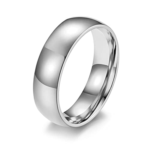 ANAZOZ Bague Acier Titane Brillante Simple Homme Argent-6mm Taille 65