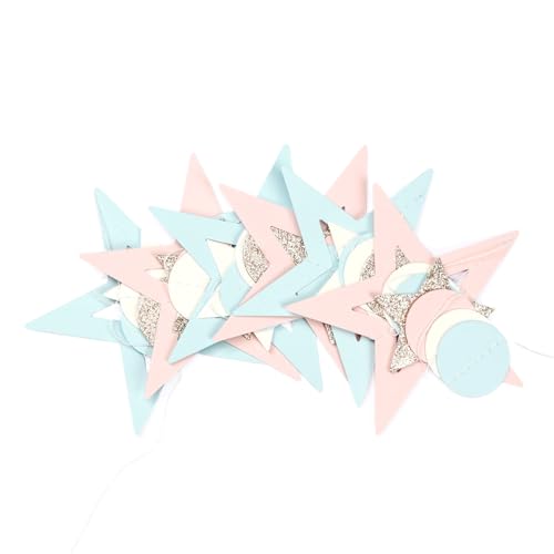 Image of Blue Pink Gender Reveal Star Party Decoration Garland Lasting Surprise | 52ft Champagne Gold Twinkle Little Star Streamers,Boy or Girl He or She Baby Gender Reveal Theme Supplies Decor