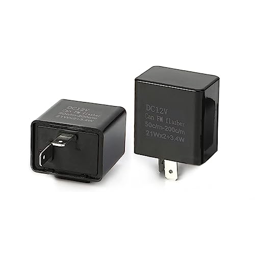 ZKFAR 2 PCS Adjustable LED Electronic Flasher Relay, 2 Pin Electronic Turn Signal Flasher Relay, Electronic Automotive Replacement Flashers for Car LED Flash Relays (Black)