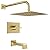 SOOOHOT Brushed Gold Shower Fixtues, Tub and Shower Faucet Set Combo with 12 Inch Gold Shower Head and Tub Spout, Gold Shower Head and Handle Set (Valve Included)