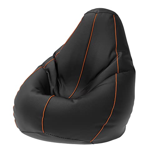 Image of ComfyBean Bag with Beans Filled XXXL- Official: Bailey & Bakers Bean Bags - for Young Adults - Max User Height : 5-5.8 Ft.-Weight : 60-70 Kgs(Model: Black Orange)