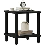 MMEOLUOOK Large End Table Square Side Table Modern Sofa Table 20 Inch Industrial Coffee Table NightStand with 2-Tier Storage Shelf for Living Room Bedroom Black MLBZ06B